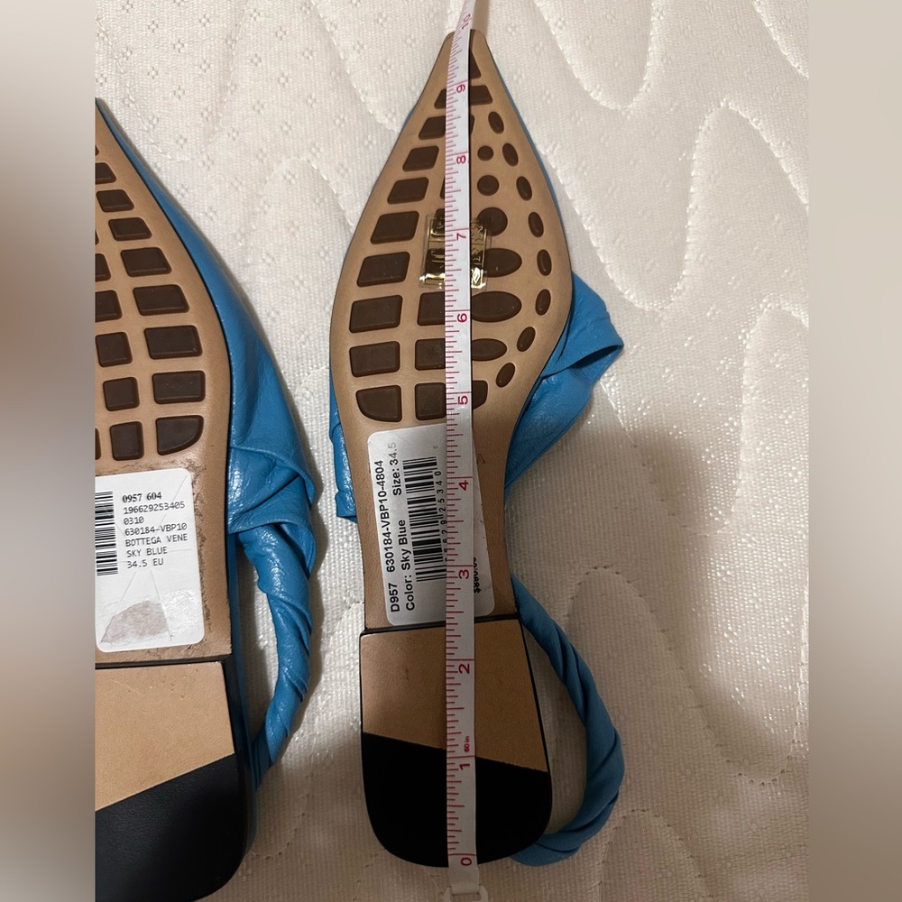 Bottega Veneta Point Leather Slingback Flats Blue - Picture 4 of 4